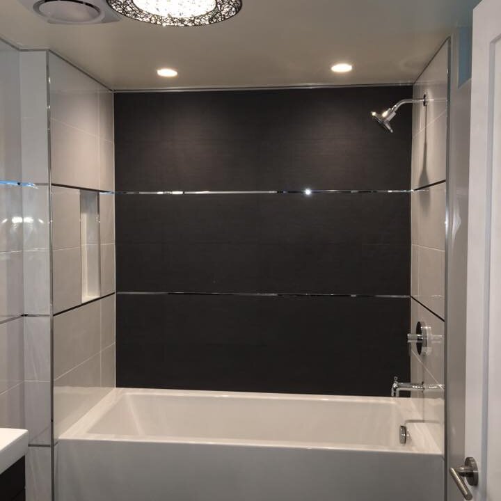 A well lit, modern-looking shower