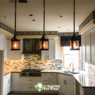 3 Energy Efficient lanterns hang in a kitchen