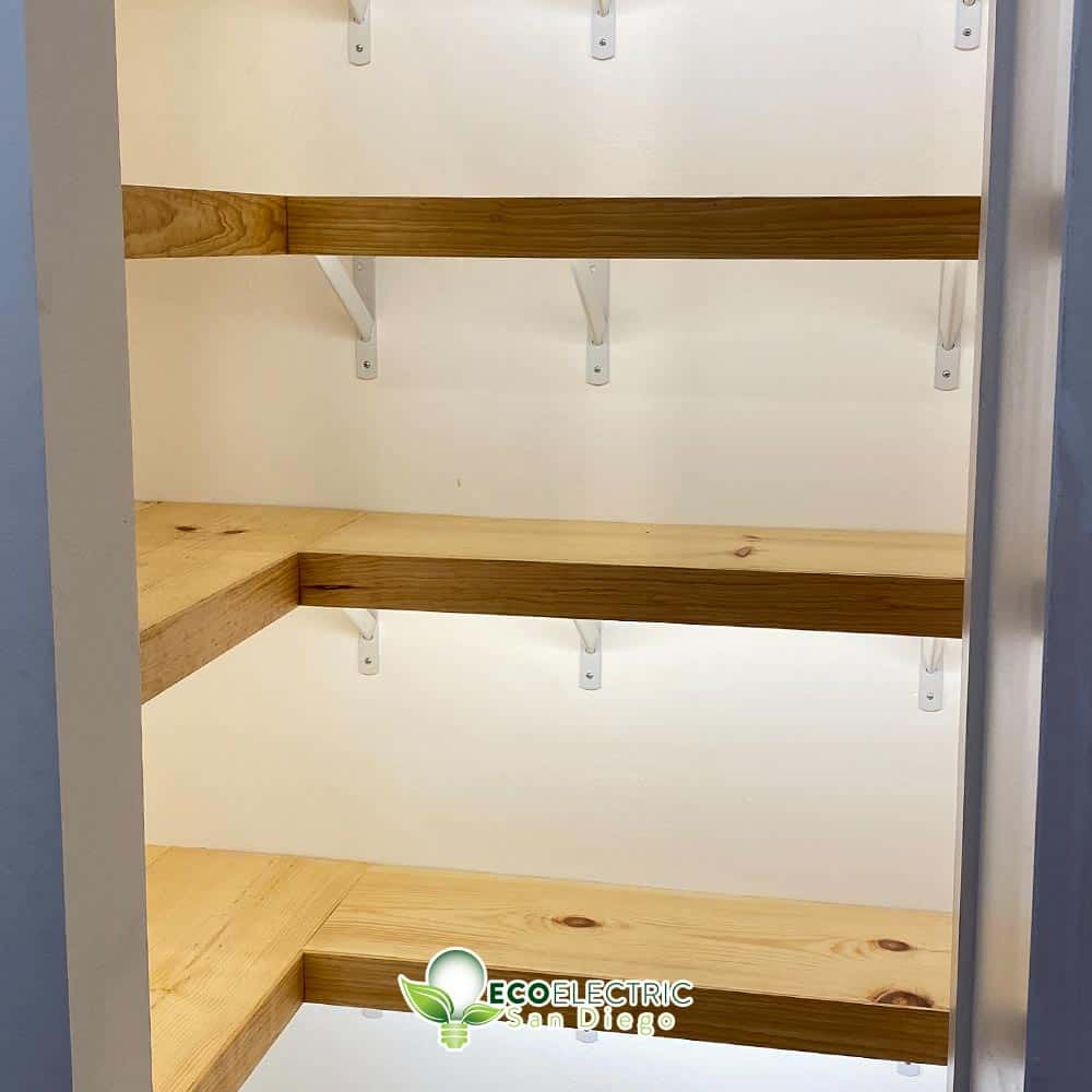 Recessed lighting in a cabinet pantry