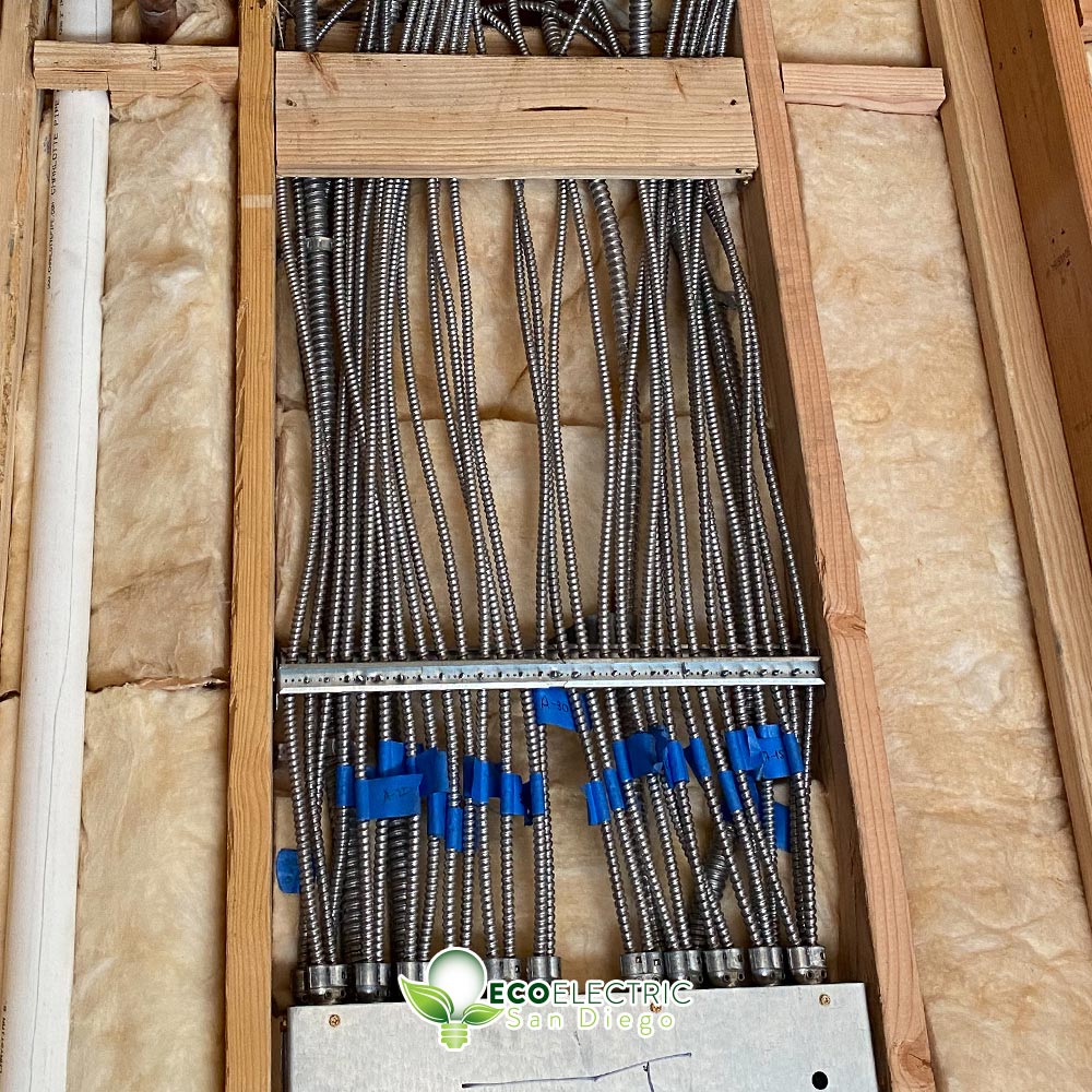 Electrical conduit runs into a box