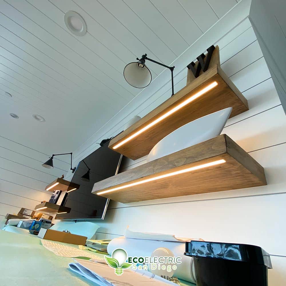 Linear LED Lighting under floating shelves