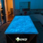 Underlit countertop glows blue