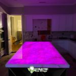 Underlit countertop glows purple